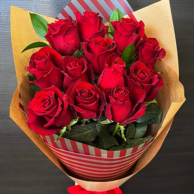 12 Red Roses in a Bouquet