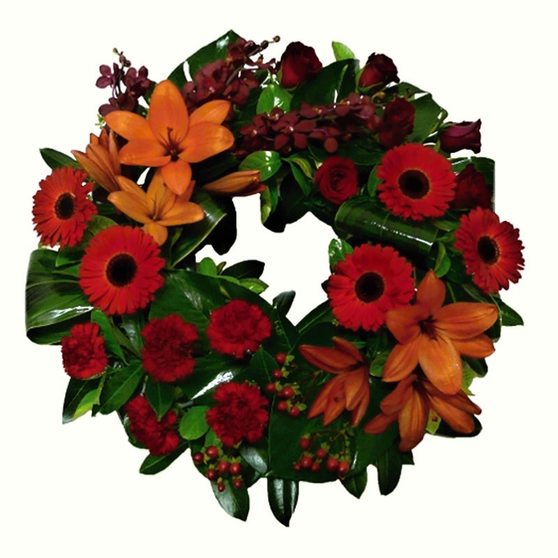 Red and Orange Cluster Open Wreath