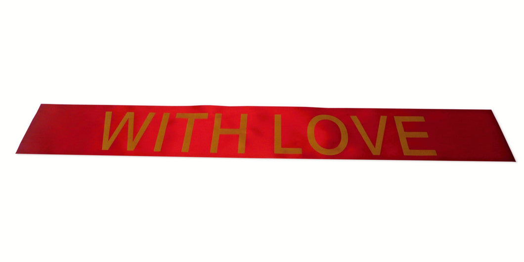 Red Ribbon with Gold Text