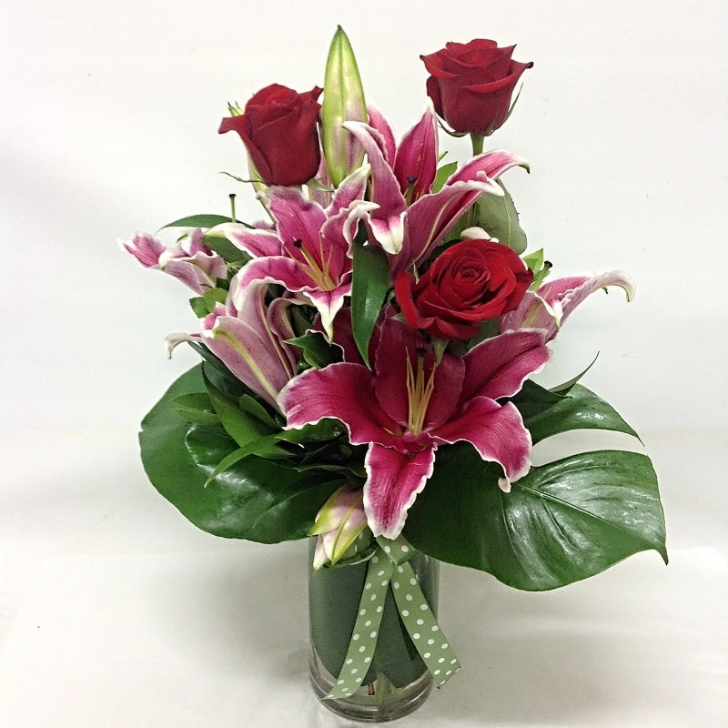 Pink Lilies and Red Roses